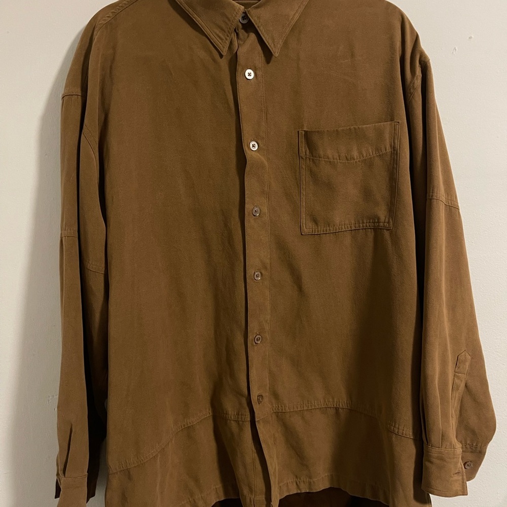Mark Shale Relaxed Button-Up Shirt in Warm Brown